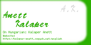 anett kalaper business card